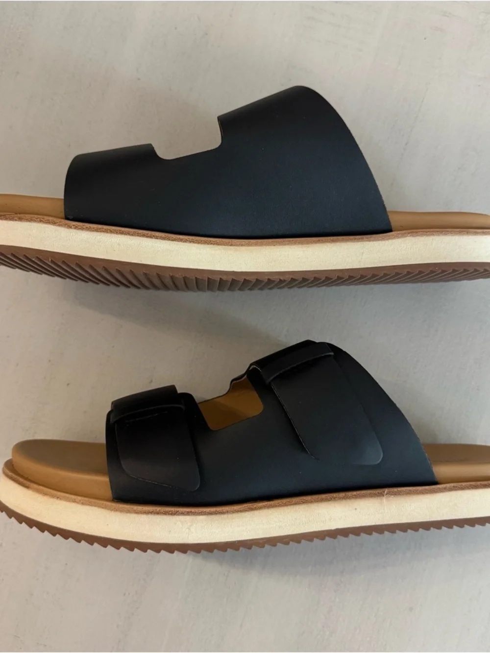 Nisolo Ella Go-To Flatform Slide Women’s Black Leather Sandals Sz 9.5 NIB